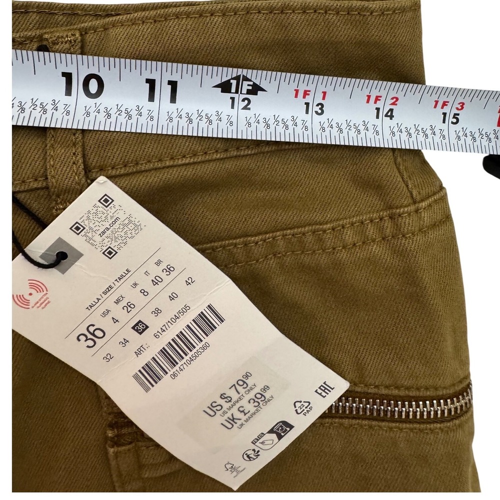 ZARA Utility barrel Pants Women Size 4 EU 36 Tan Brown Straight Leg NWT - Picture 5 of 5